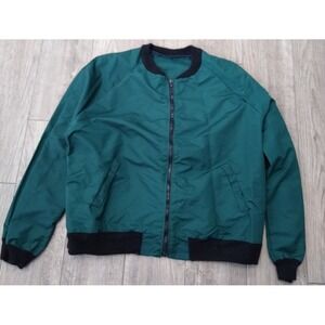 Vintage Bomber Jacket Men's Small ‎ Windbreaker Sportswear Handmade Green Hybrid